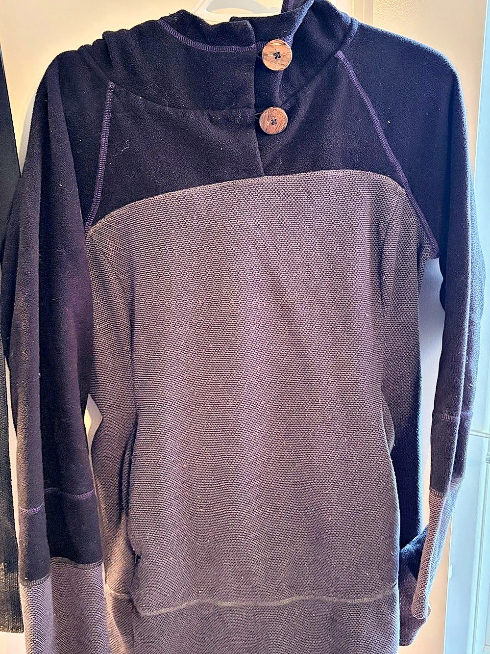 Prana Color Block Fleece in Black & Gray
